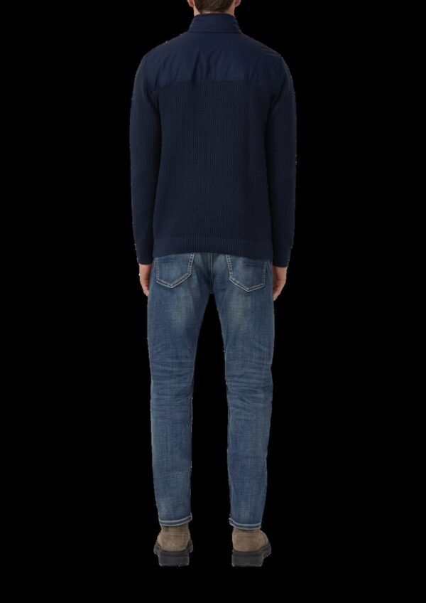 Sportive Strickjacke im Fabricmix mit Kontrastdetail