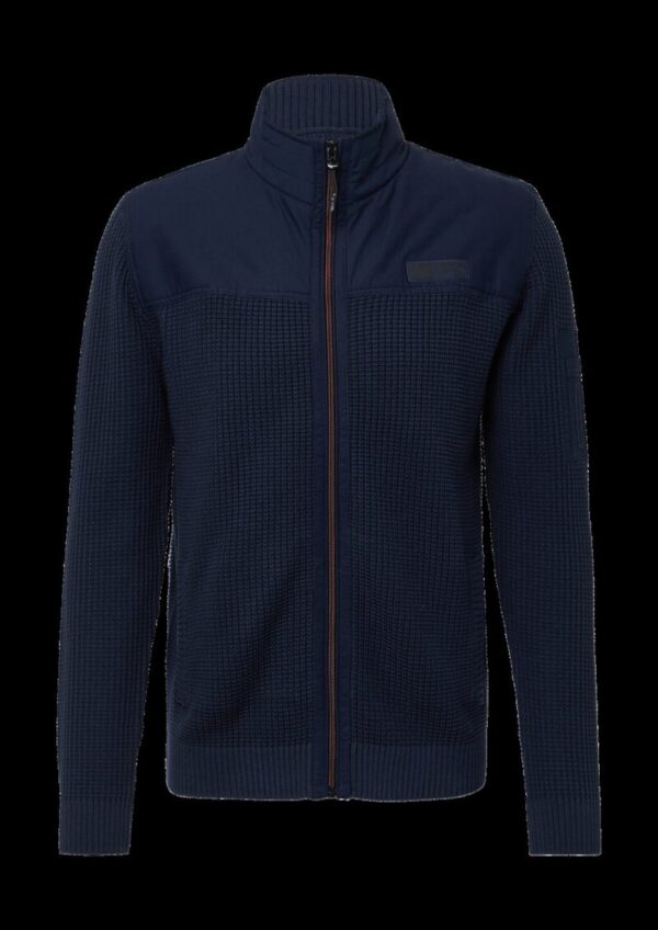 Sportive Strickjacke im Fabricmix mit Kontrastdetail