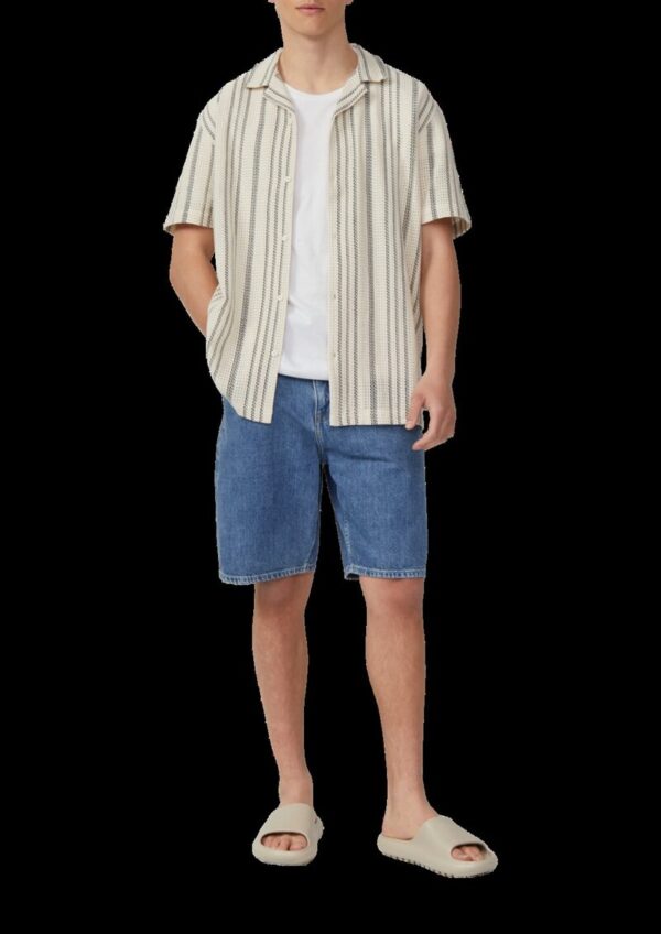 Resort Fit: Kurzarmhemd mit Strukturstreifen