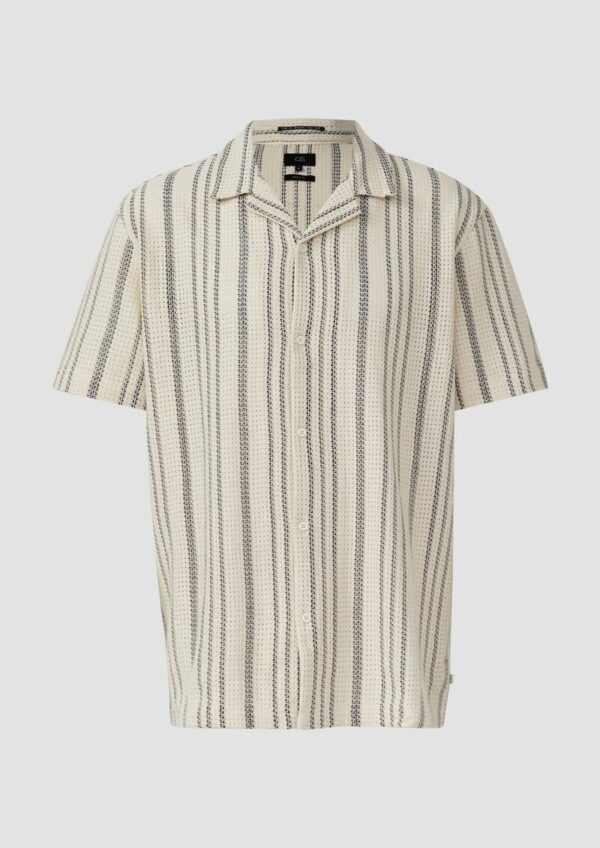 Resort Fit: Kurzarmhemd mit Strukturstreifen