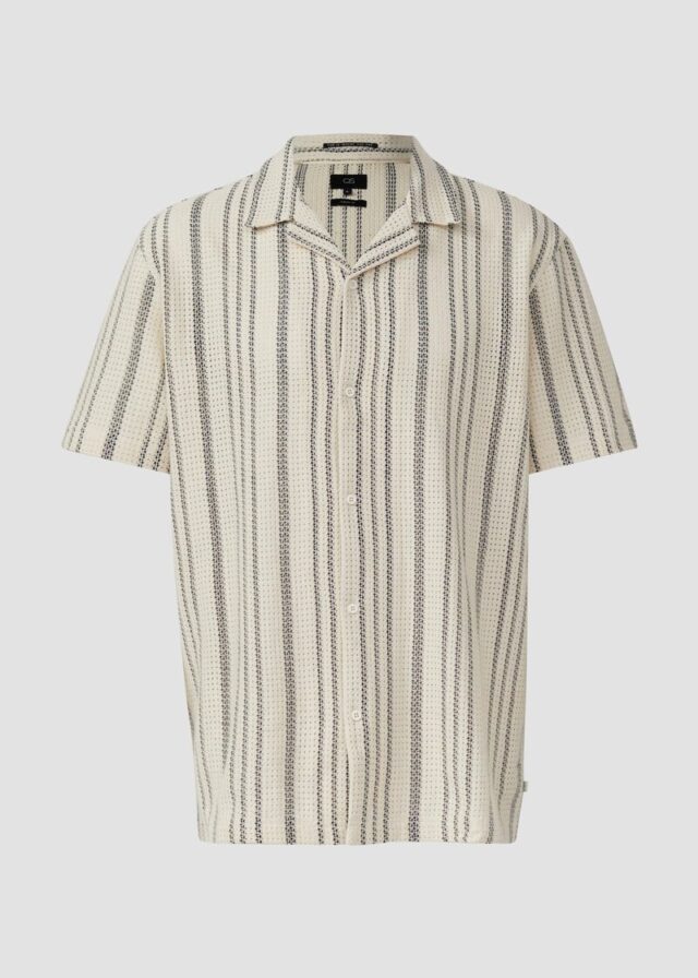 Resort Fit: Kurzarmhemd mit Strukturstreifen