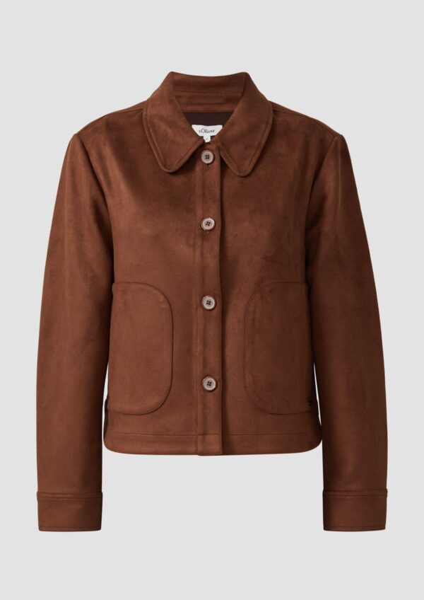 Leichte Jacke in Veloursleder-Optik mit aufgesetzten Taschen