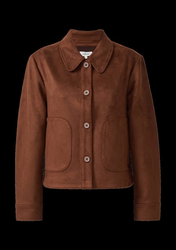 Leichte Jacke in Veloursleder-Optik mit aufgesetzten Taschen