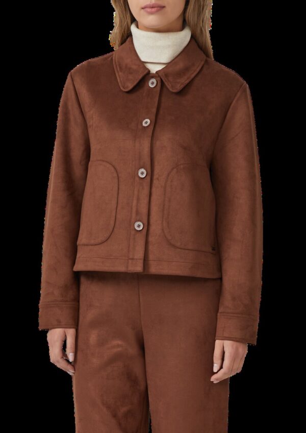 Leichte Jacke in Veloursleder-Optik mit aufgesetzten Taschen