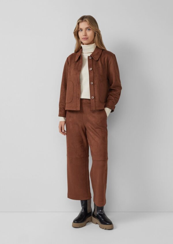 Leichte Jacke in Veloursleder-Optik mit aufgesetzten Taschen