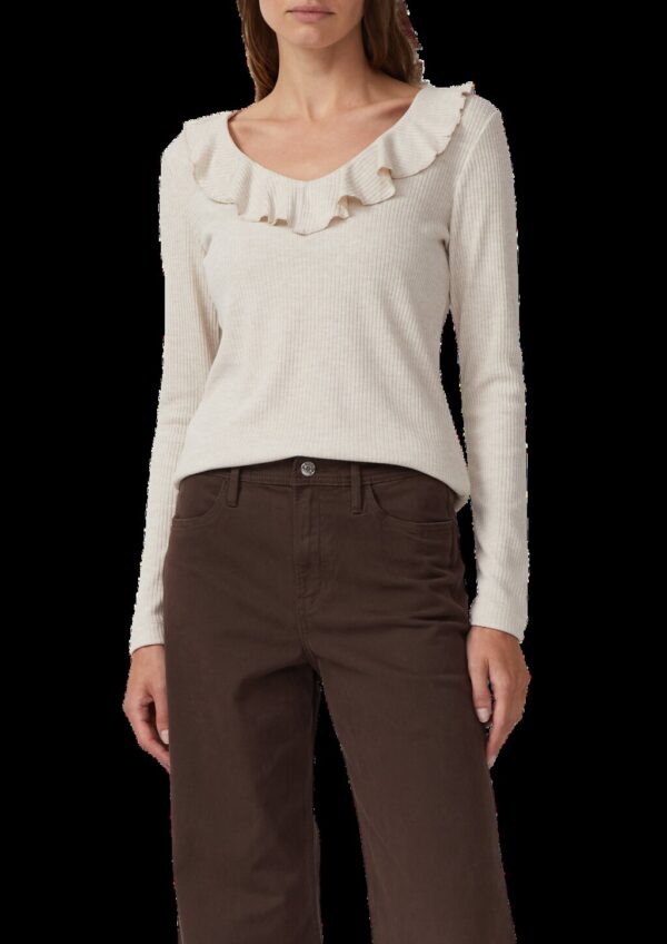 Strick-Shirt im Slim Fit mit Volants