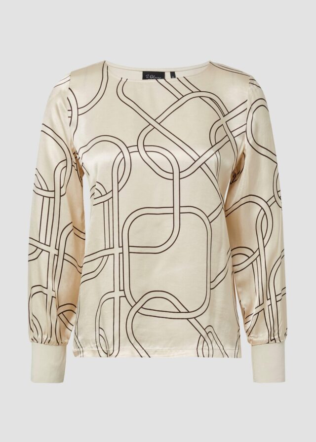 Satinierte Viskose-Bluse mit Print