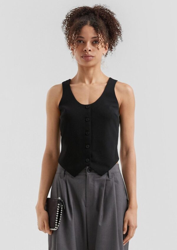 Schmal geschnittene Weste aus Interlockjersey