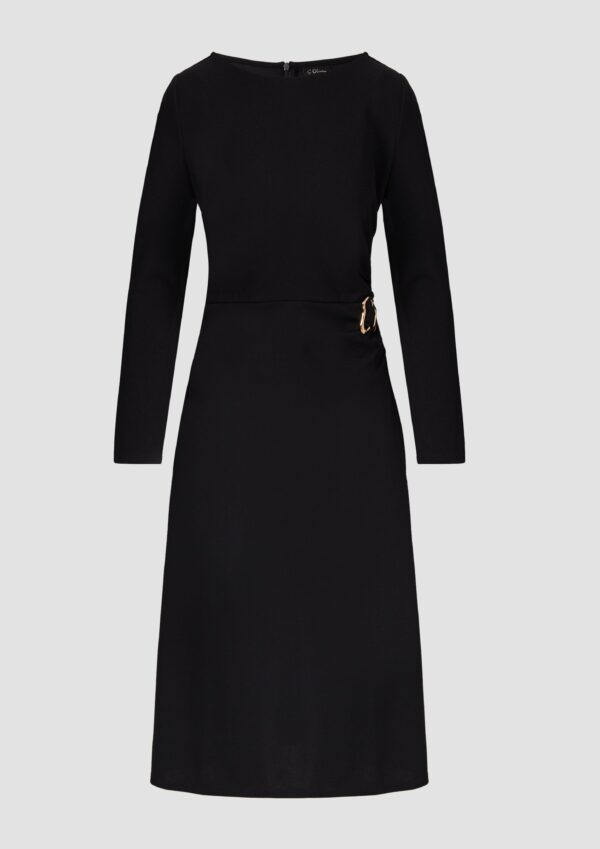 Festliches Midi-Kleid aus Interlock-Jersey mit Brosche