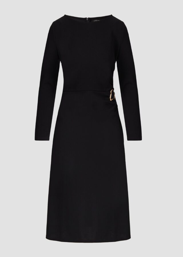 Festliches Midi-Kleid aus Interlock-Jersey mit Brosche