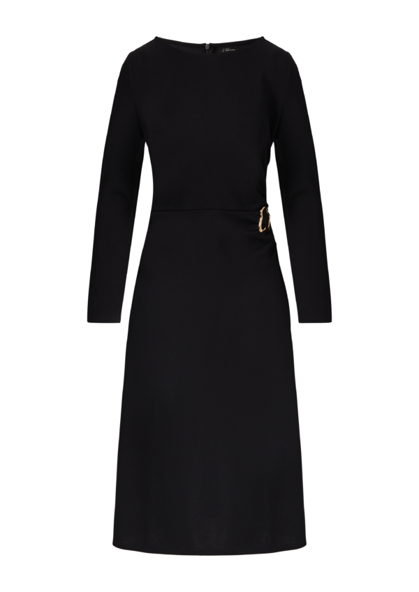 Festliches Midi-Kleid aus Interlock-Jersey mit Brosche