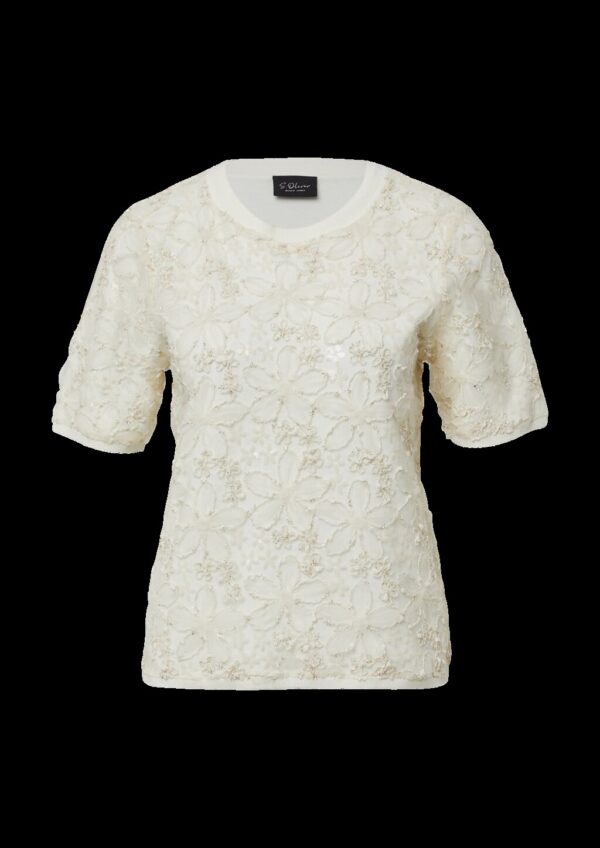 Floral gemustertes Shirt mit Pailletten und Glitzergarn