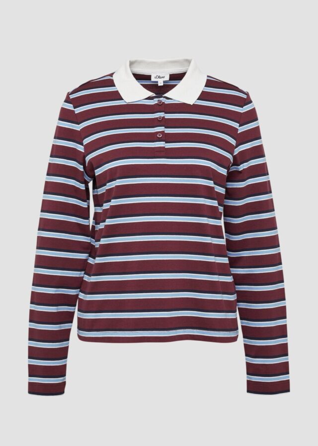 Langarm-Poloshirt mit Streifen