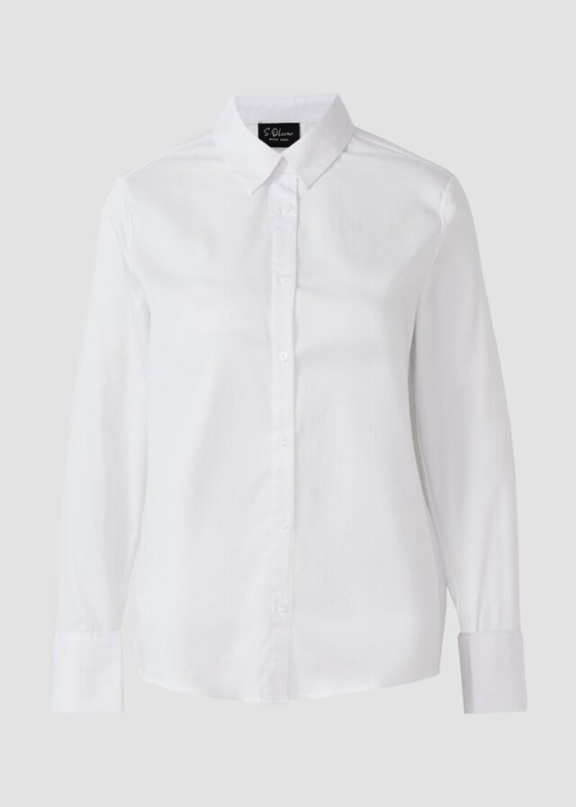 Popeline-Bluse mit Umschlag an den Manschetten