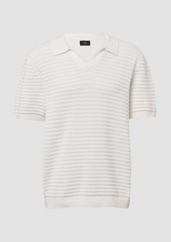 Strickpolo mit offenem Kragen und Struktur