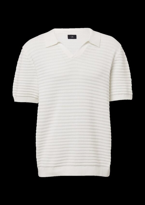 Strickpolo mit offenem Kragen und Struktur