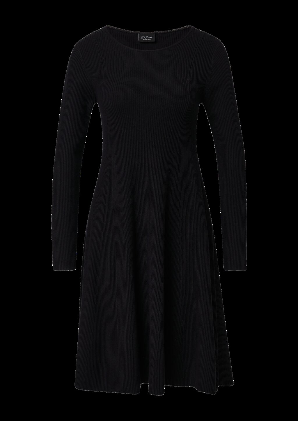Ausgestelltes Feinstrick-Kleid mit Rippstruktur