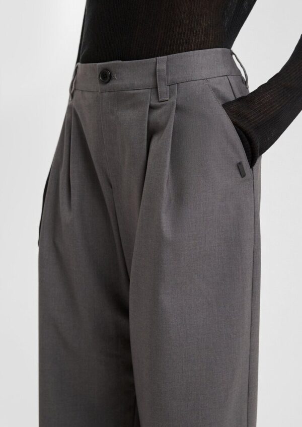 Melierte Wide-Leg-Hose mit Bundfalte