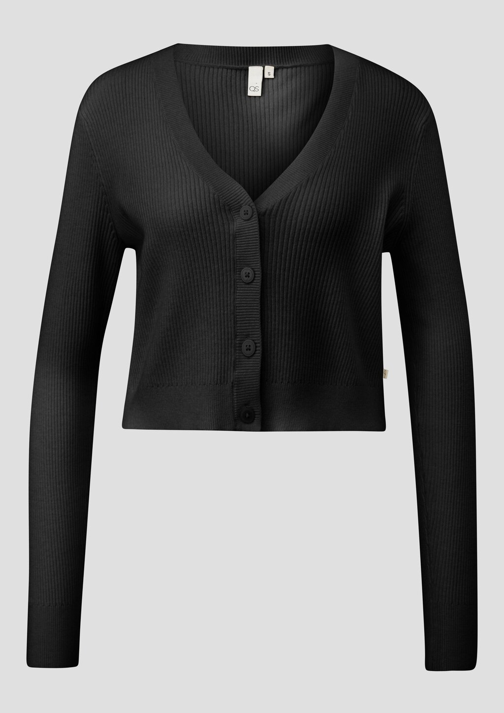 Verkürzte Strickjacke mit Rippstruktur