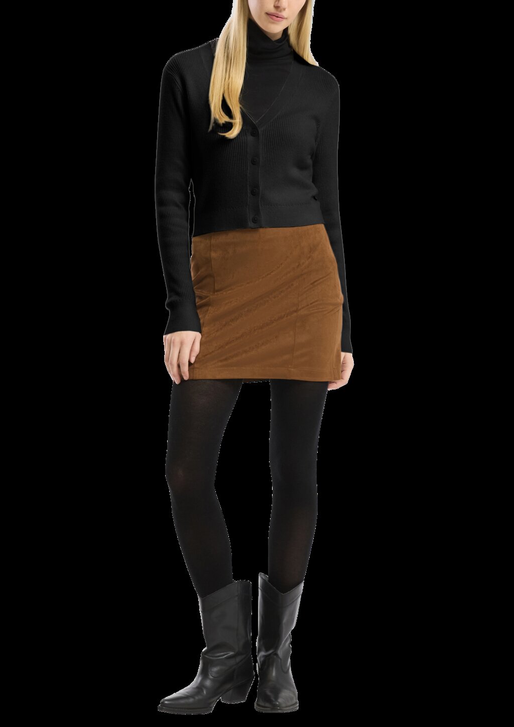 Verkürzte Strickjacke mit Rippstruktur