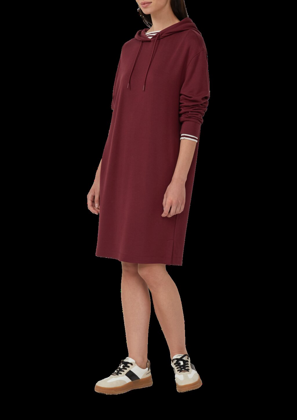 Scuba-Kleid mit Eingrifftaschen und Kapuze