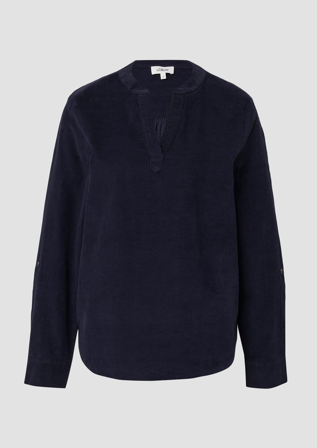 Feincord-Bluse mit Turn-up und Raffung am Rücken