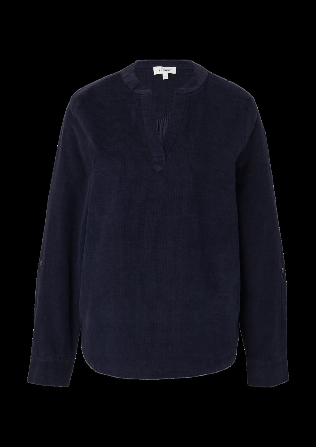 Feincord-Bluse mit Turn-up und Raffung am Rücken