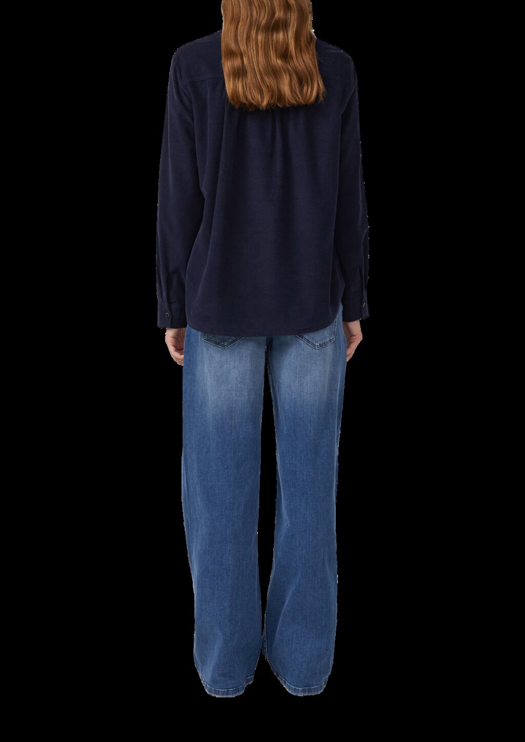 Feincord-Bluse mit Turn-up und Raffung am Rücken