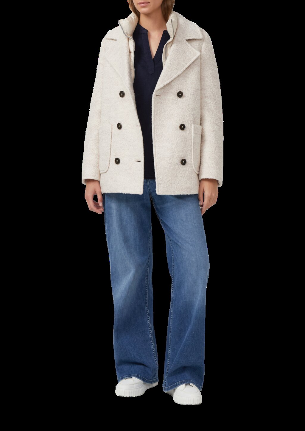 Feincord-Bluse mit Turn-up und Raffung am Rücken