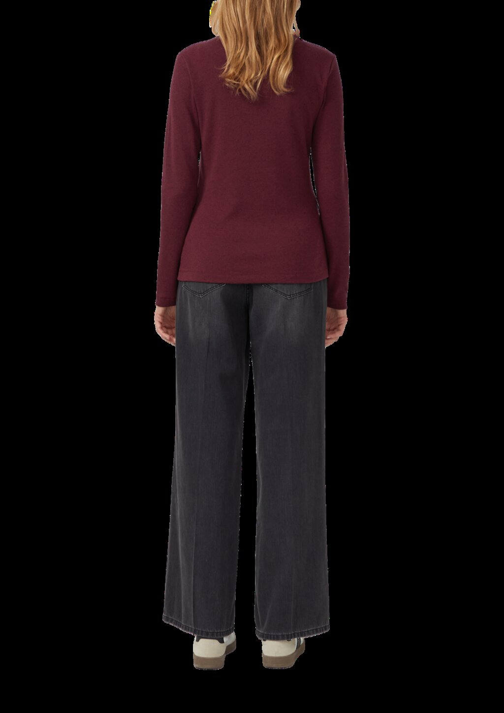 Geripptes Longsleeve im Slim Fit mit Stehkragen