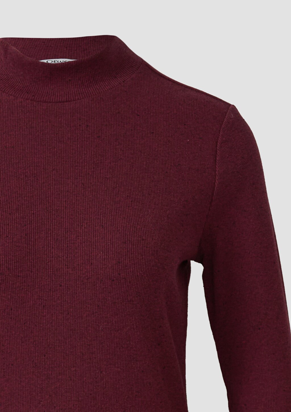 Geripptes Longsleeve im Slim Fit mit Stehkragen