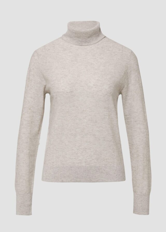 Rollkragenpullover mit feinen Pailletten