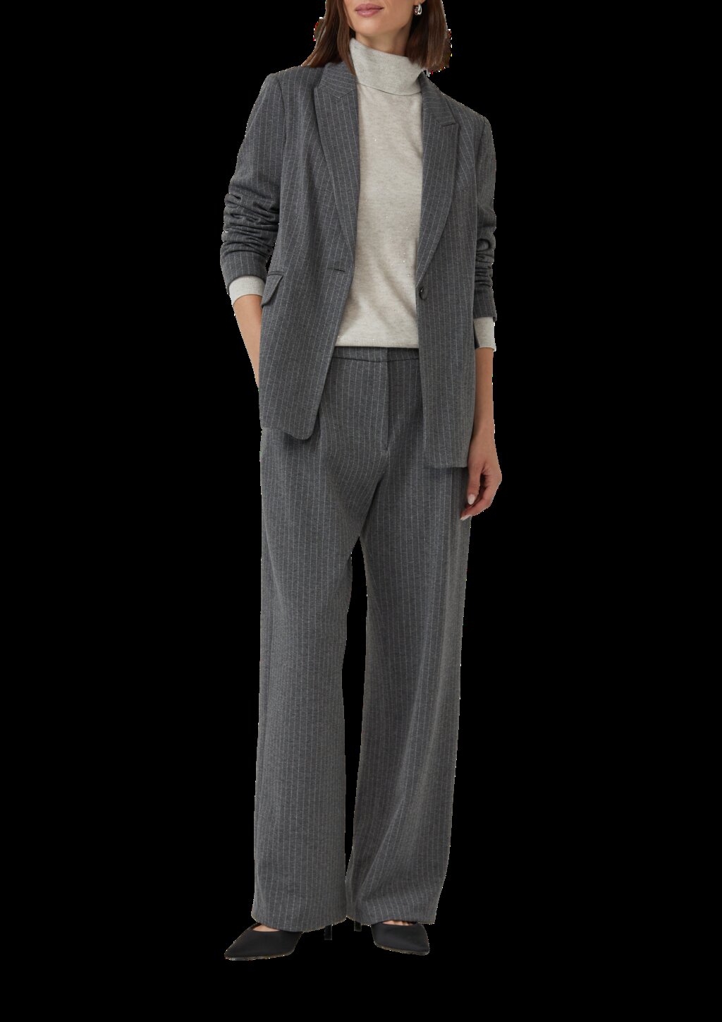 Rollkragenpullover mit feinen Pailletten