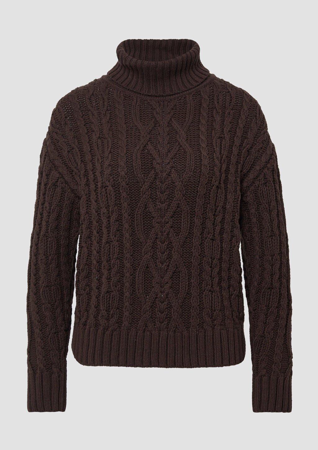 Strickpullover mit Rollkragen und Zopfmuster