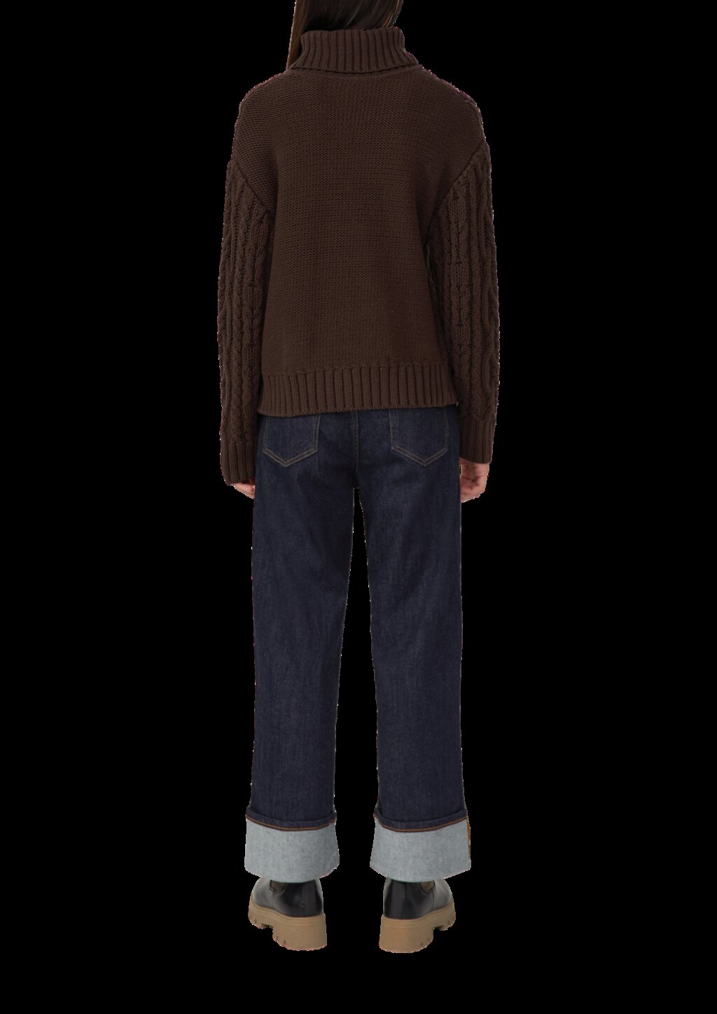 Strickpullover mit Rollkragen und Zopfmuster