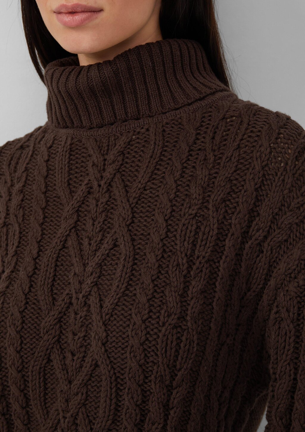 Strickpullover mit Rollkragen und Zopfmuster