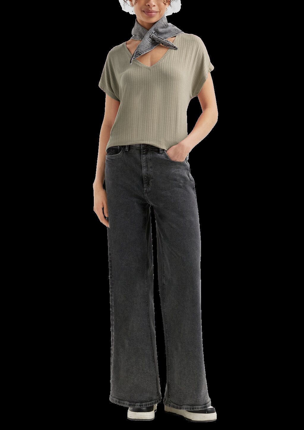 Fließendes Oversize-Shirt mit Rippstruktur