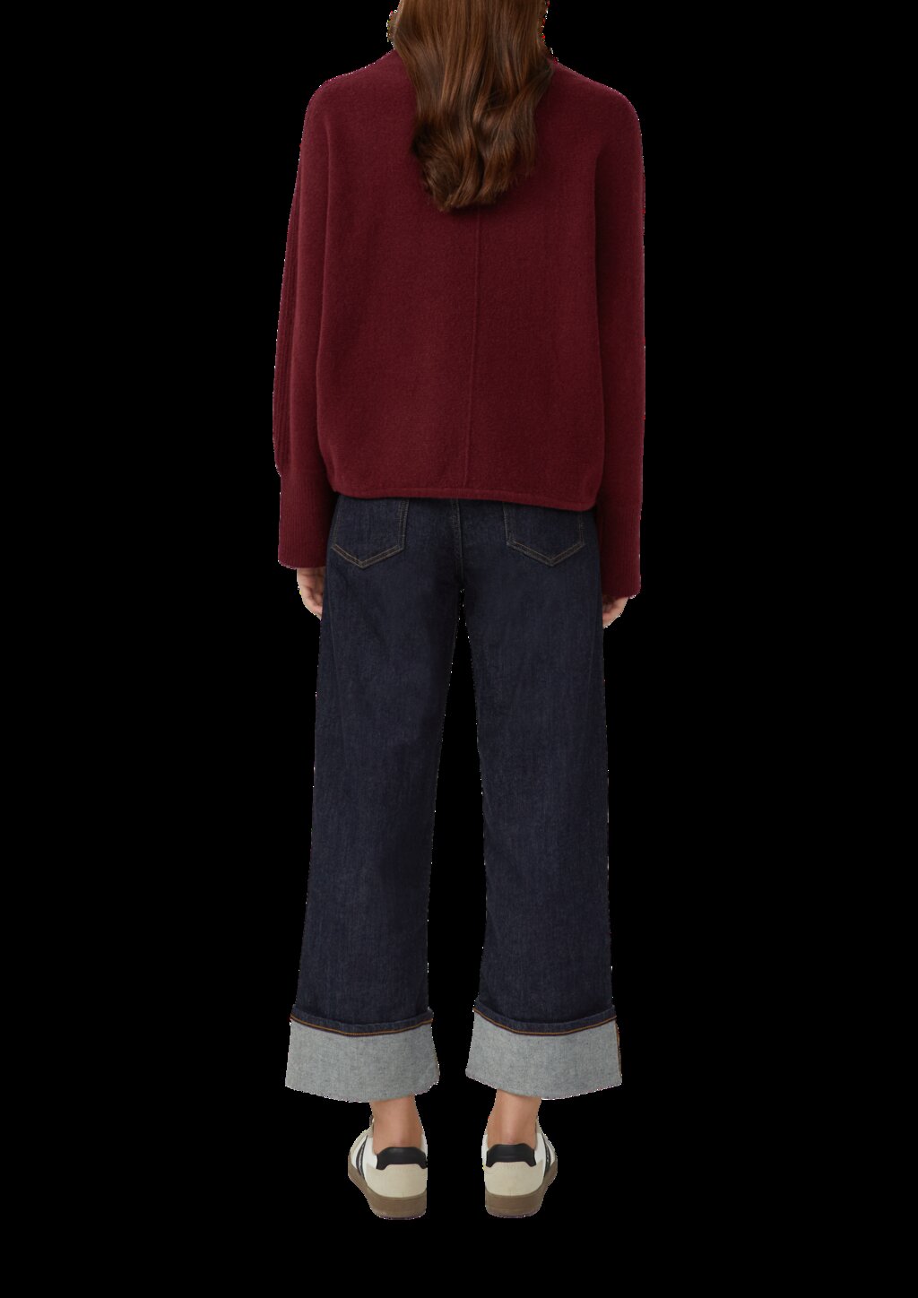 Strickpullover mit Stehkragen und Fledermausärmeln