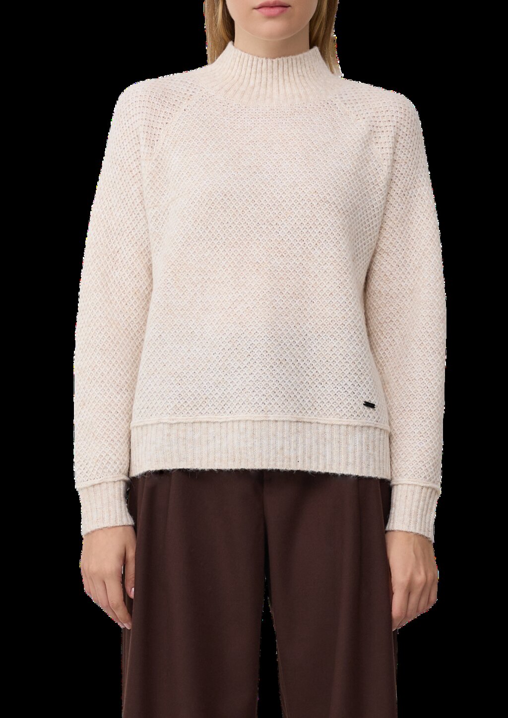 Weicher Wollmix-Strickpullover mit Stehkragen