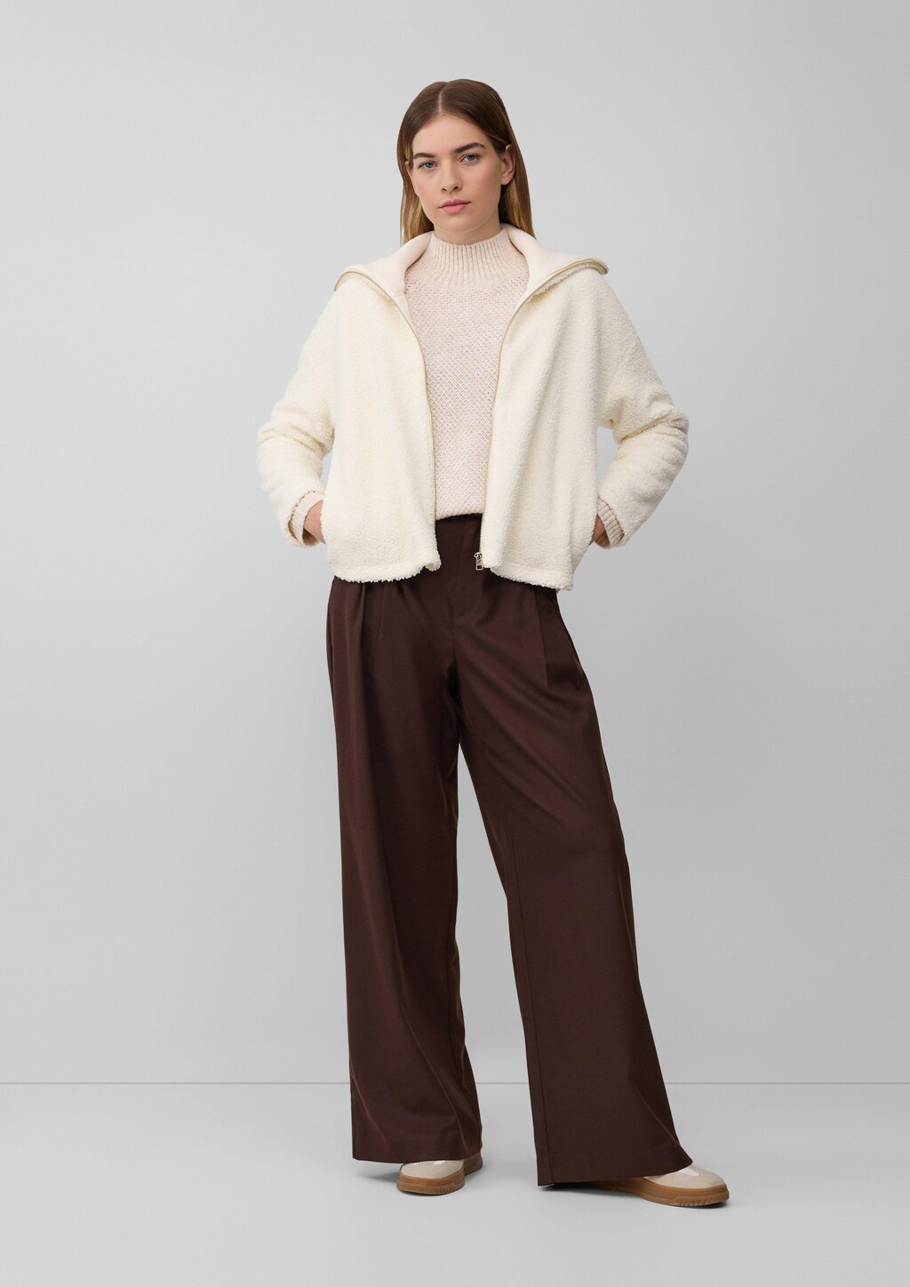 Weicher Wollmix-Strickpullover mit Stehkragen