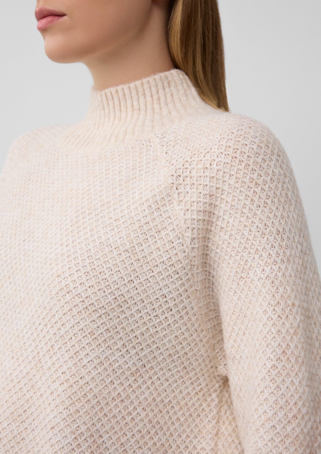 Weicher Wollmix-Strickpullover mit Stehkragen