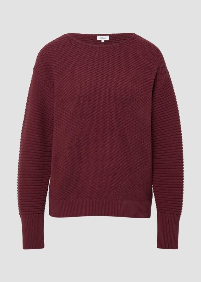 Strukturierter Strickpullover in Oversize mit Rippbündchen