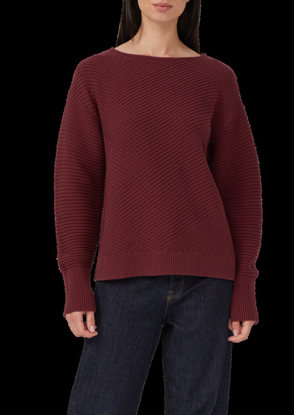 Strukturierter Strickpullover in Oversize mit Rippbündchen