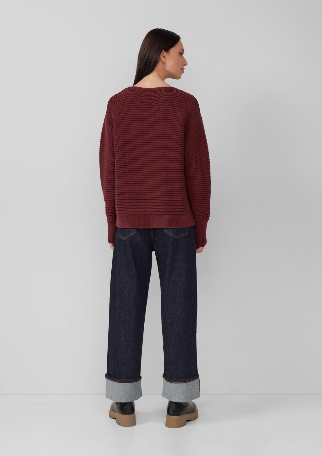 Strukturierter Strickpullover in Oversize mit Rippbündchen