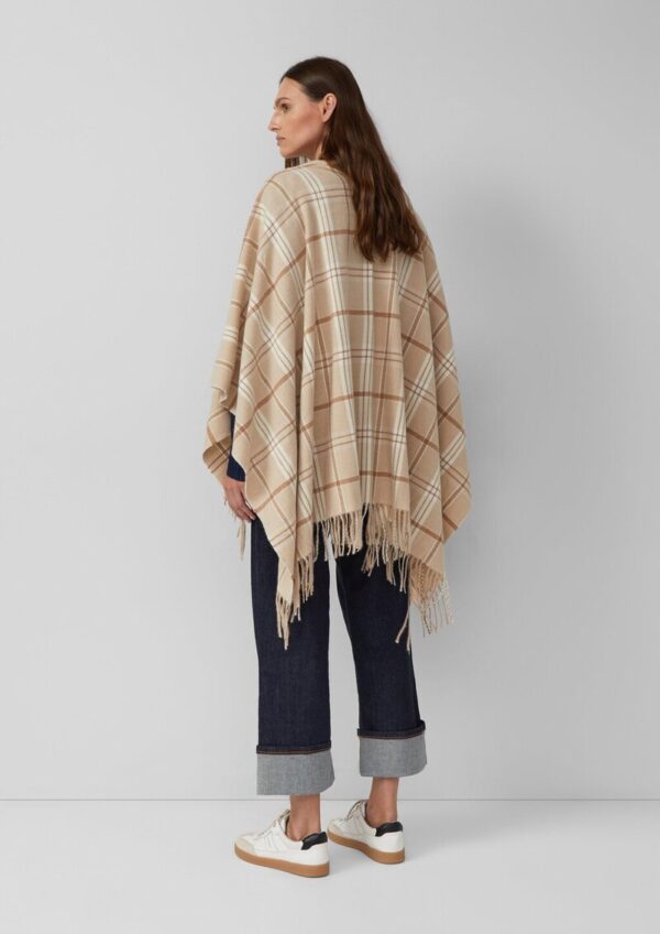 Karierter Poncho mit Fransen