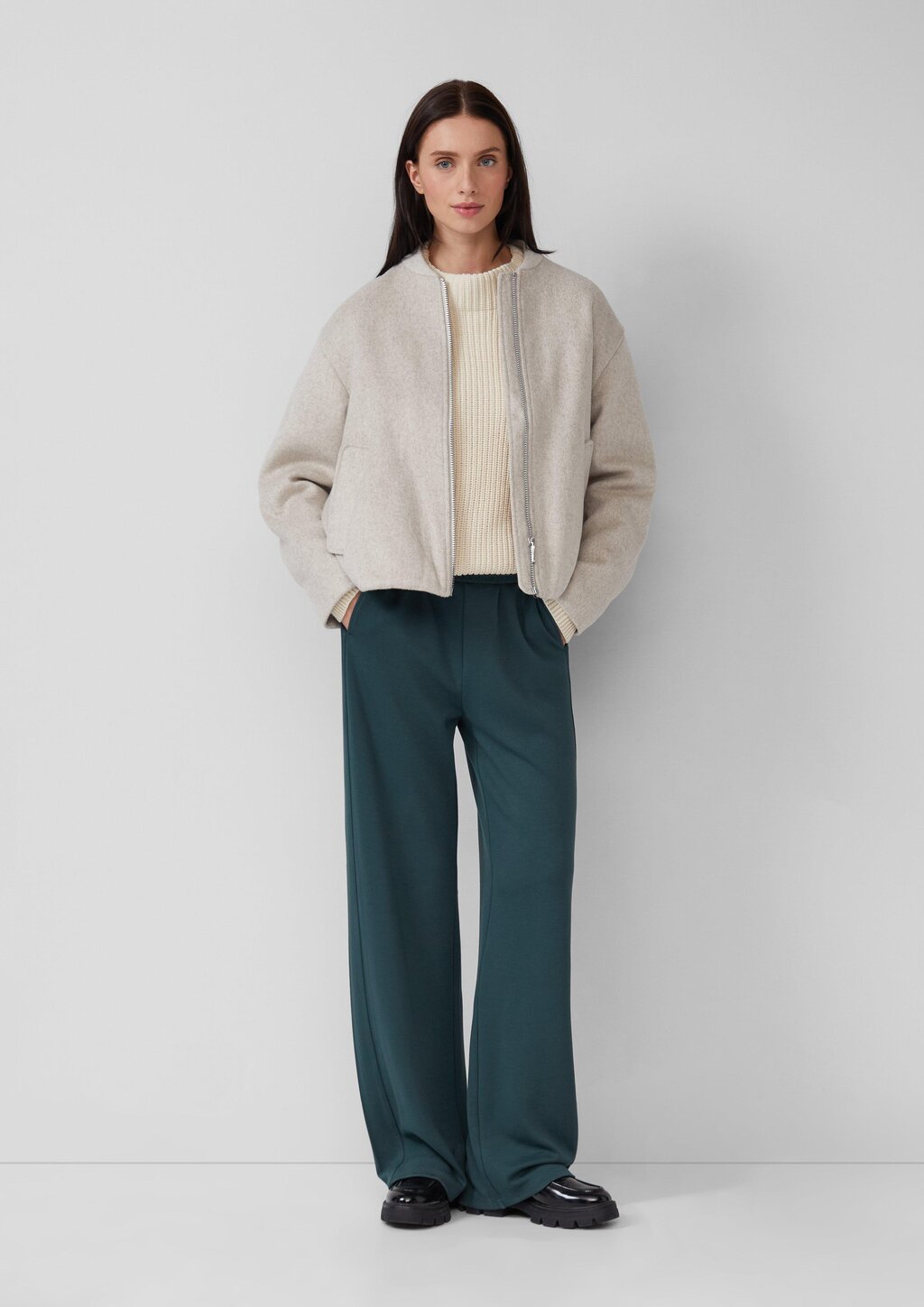 Scuba-Jogpants mit Wide Leg und Elastikbund