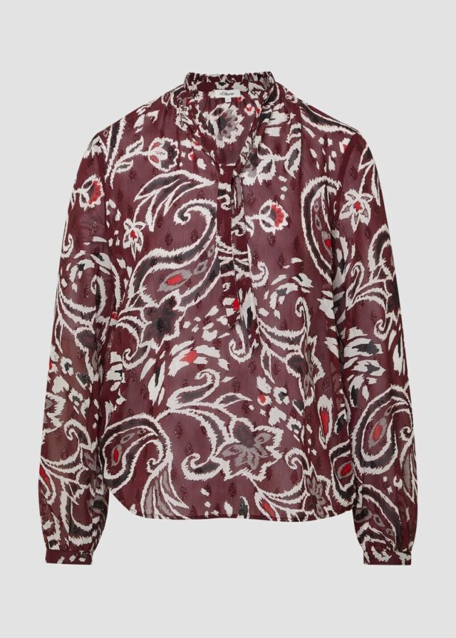 Semitransparente Chiffon-Bluse mit All-over-Print