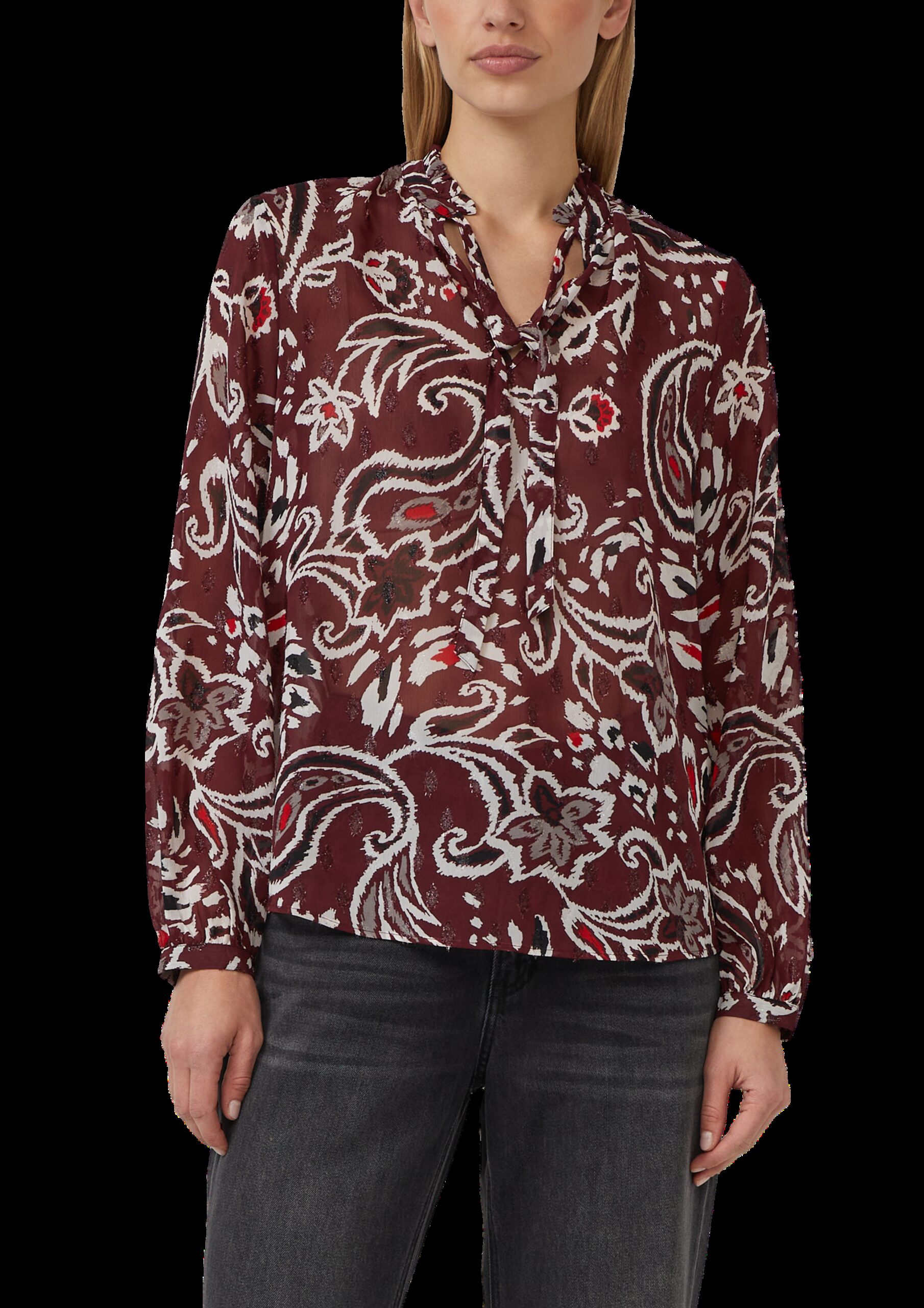 Semitransparente Chiffon-Bluse mit All-over-Print