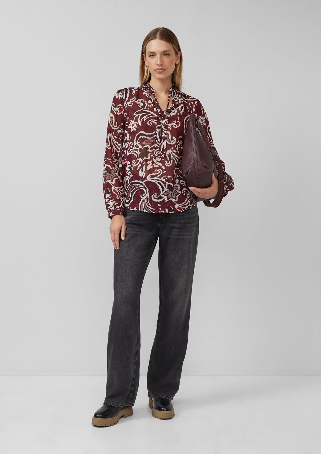 Semitransparente Chiffon-Bluse mit All-over-Print