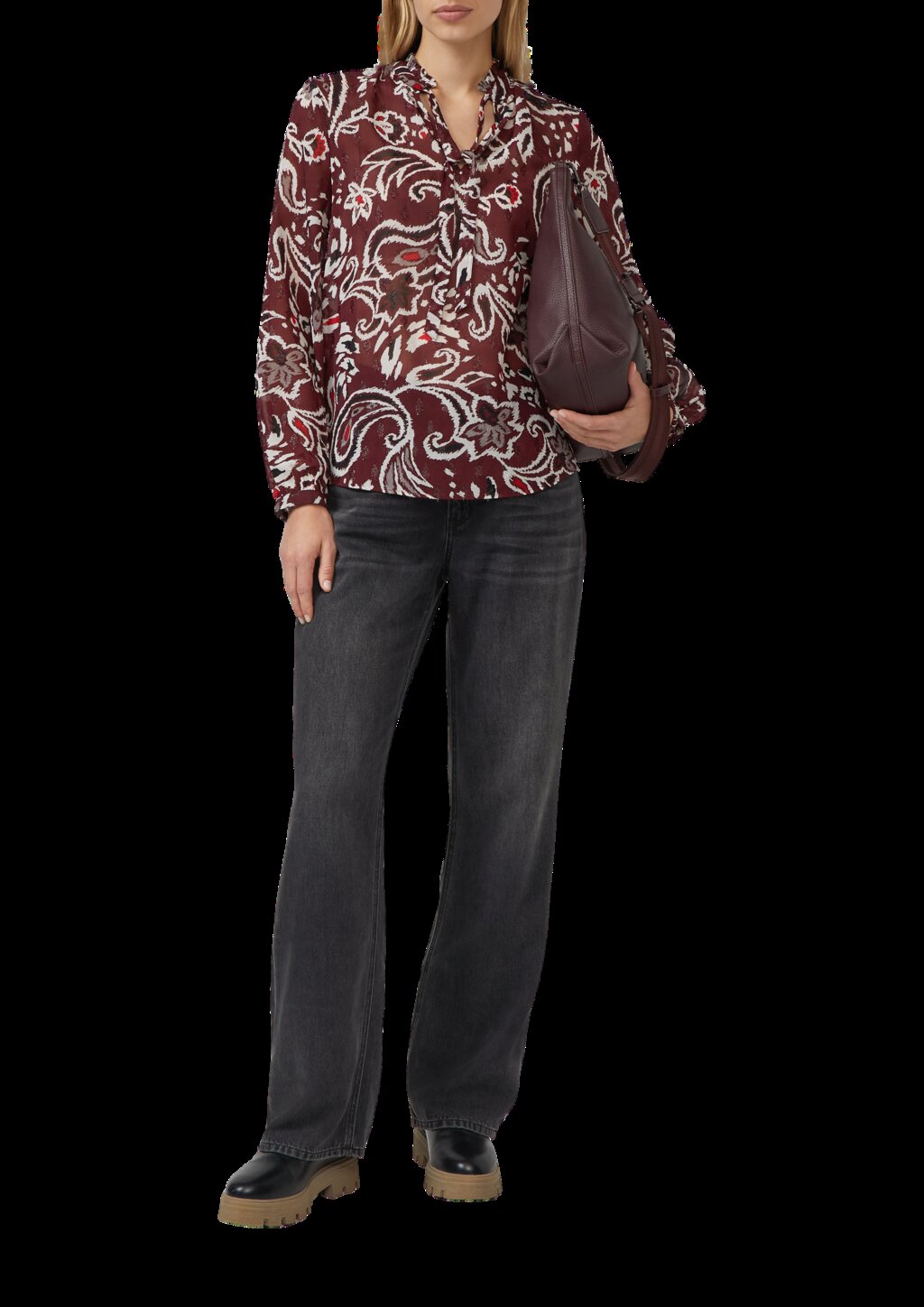 Semitransparente Chiffon-Bluse mit All-over-Print